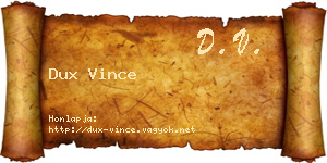 Dux Vince névjegykártya