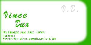 vince dux business card